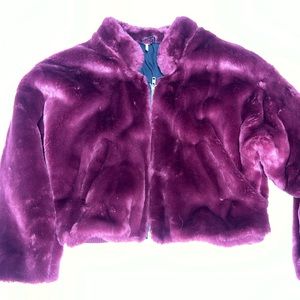 Purple free people fur bomber